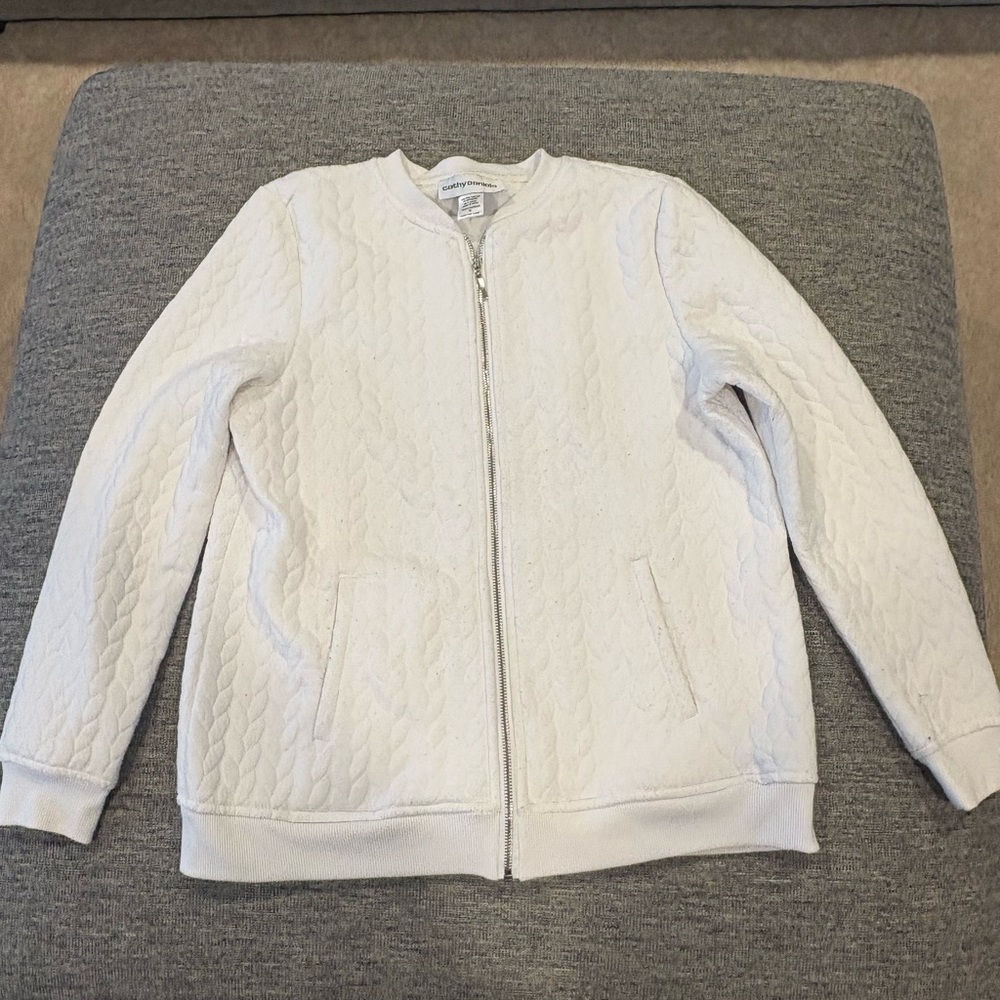 Cathy Daniels Ivory Quilted Zip-Up Jacket